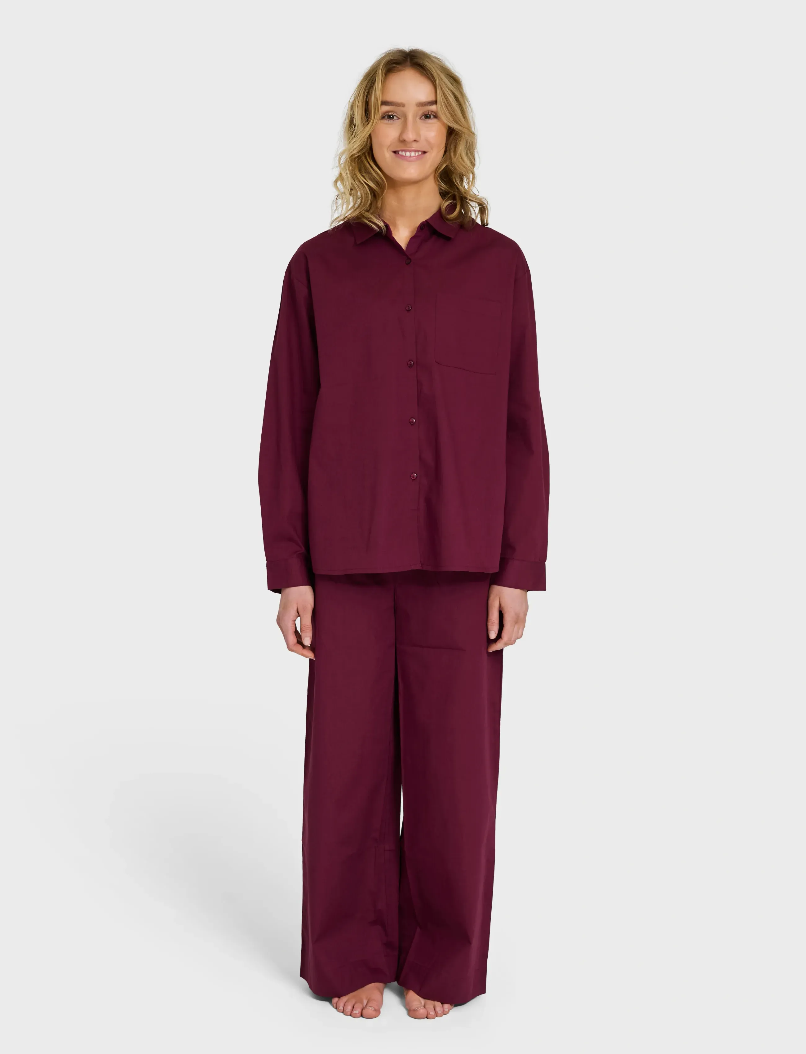 Bongusta Sahej Long Sleeve Shirt, M, Shirts, Burgunderrot - Long-sleeved, Frauen