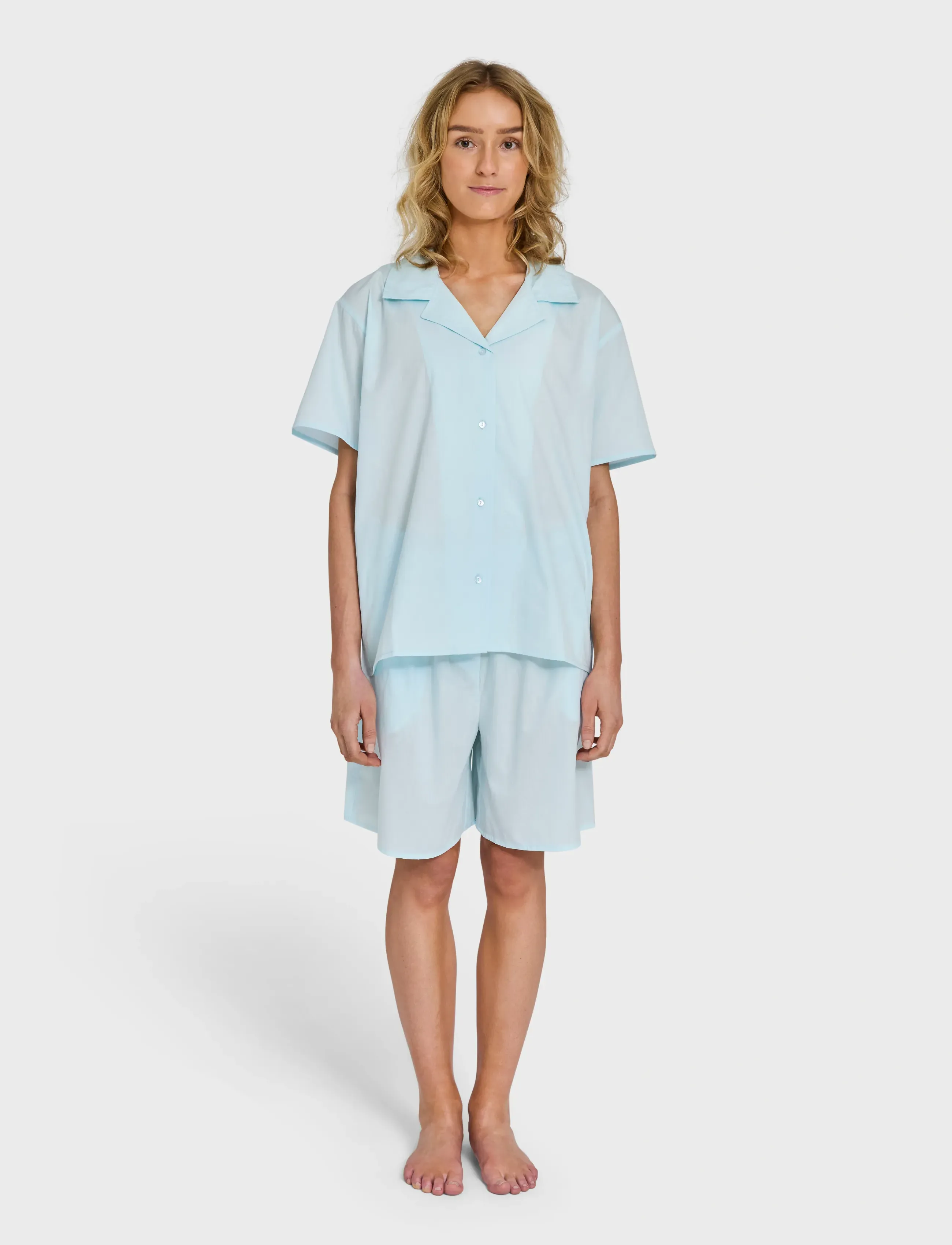 Bongusta Sahej Short Sleeve Shirt, L, Shirts, Blau - Short-sleeved, Frauen