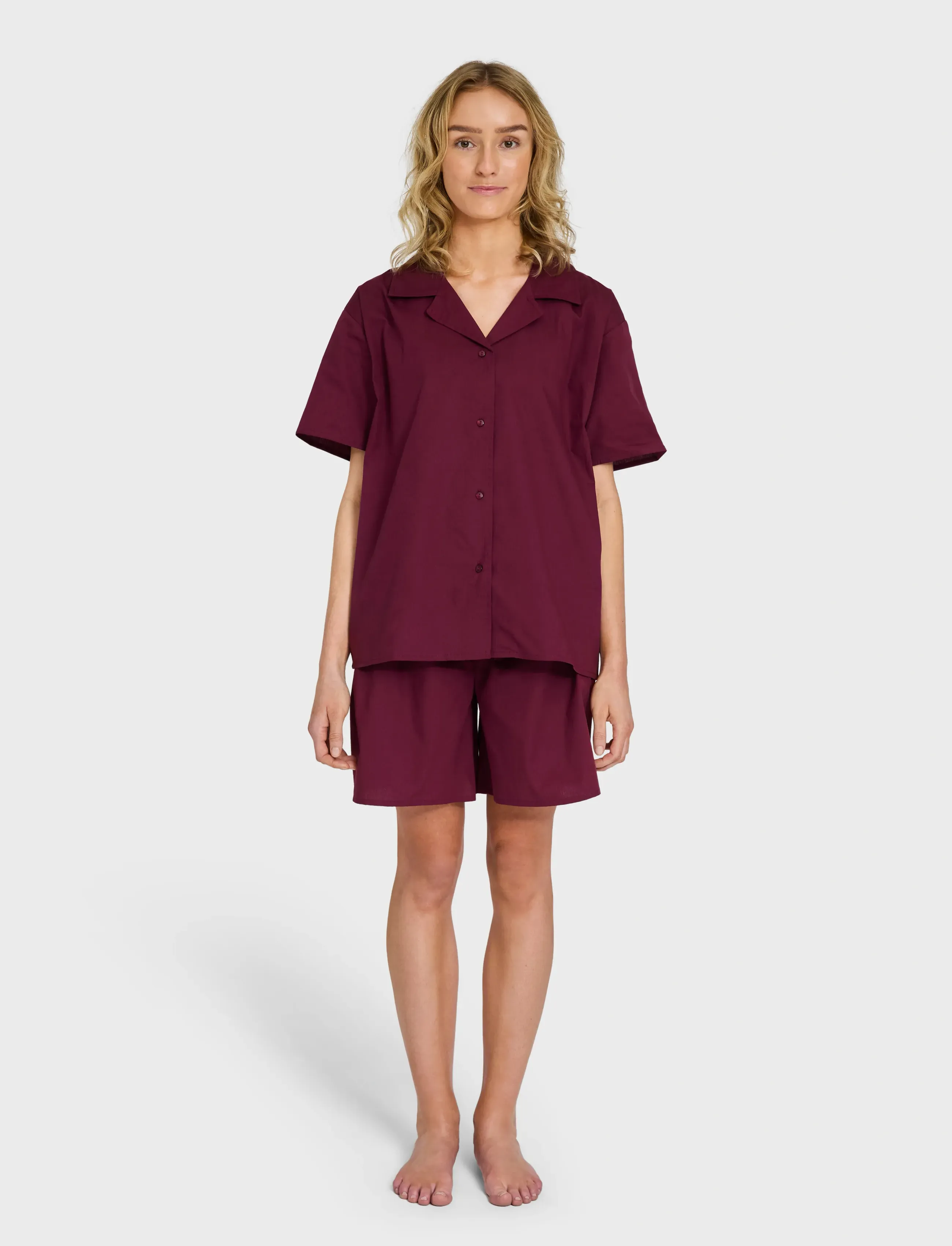 Bongusta Sahej Short Sleeve Shirt, S, Shirts, Burgunderrot - Short-sleeved, Frauen