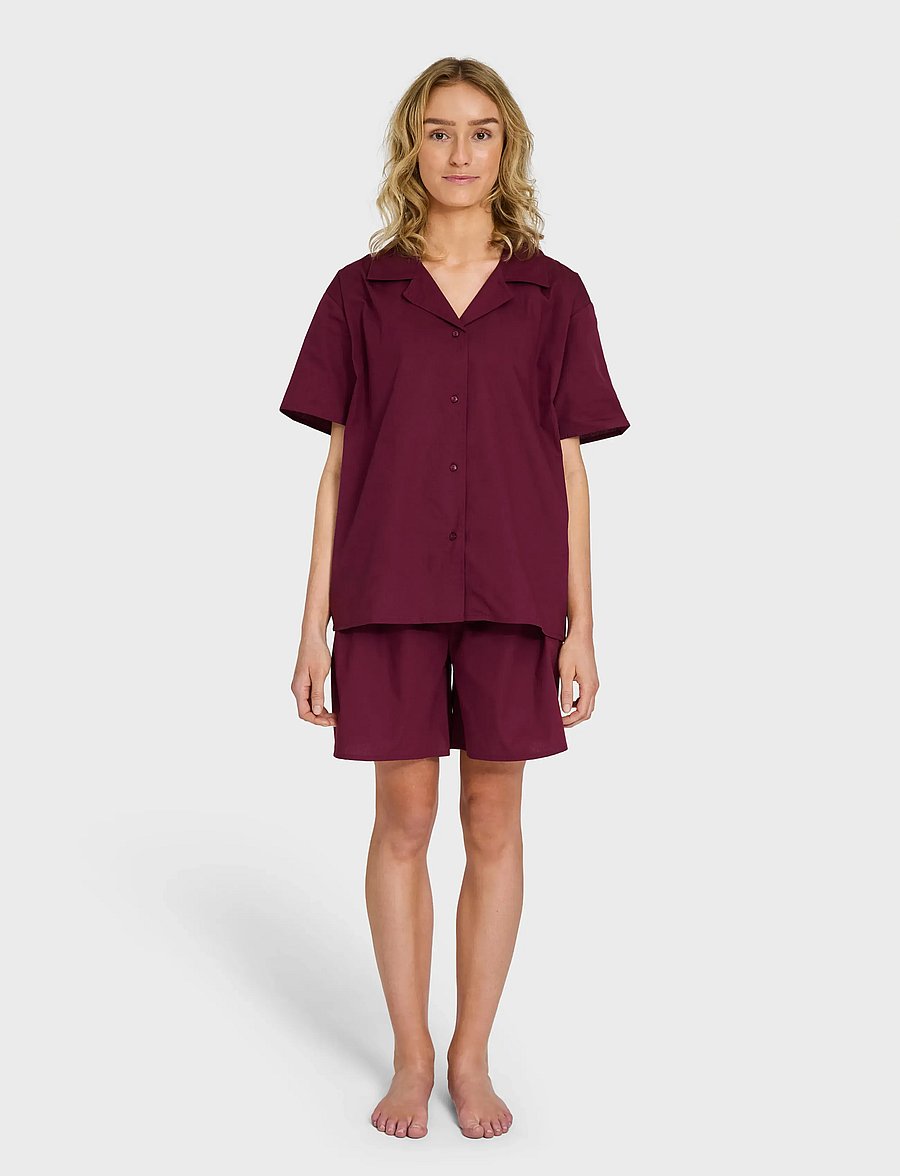 Bongusta - Sahej Short Sleeve Shirt - short-sleeved shirts - wine - 0