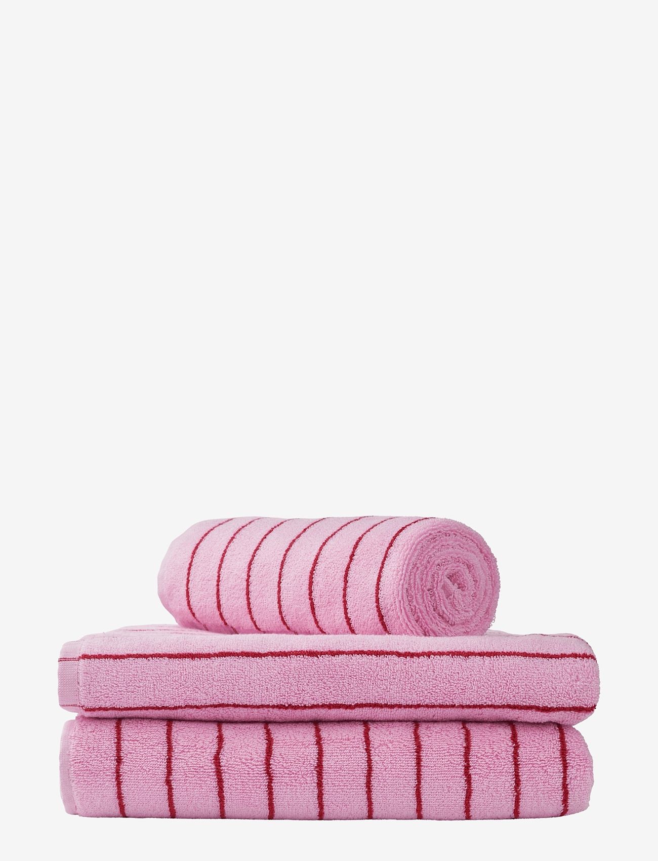 Bongusta - Naram guest towel - guest towels - baby pink and ski patrol red - 0