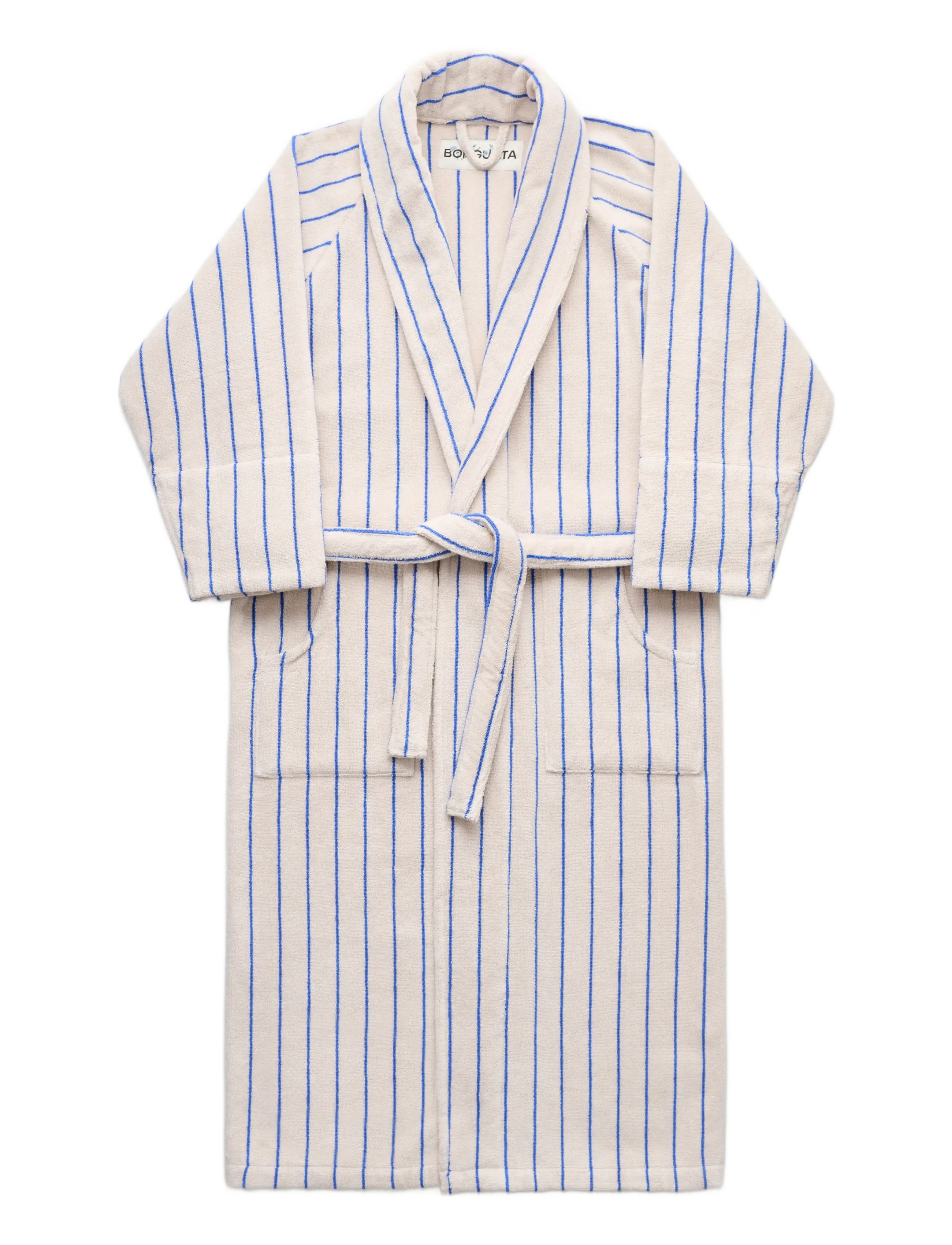 Bongusta Naram Bathrobe - moonbeam & ultramarine - Bademäntel - MOONBEAM & ULTRAMARINE / cream
