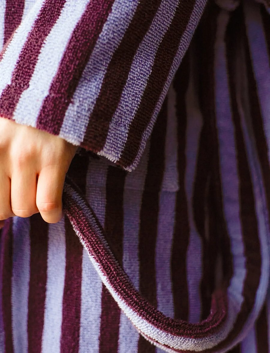 Bongusta - Naram Bathrobe - wine & lavender blue - alltags-style - wine & lavender blue - 3