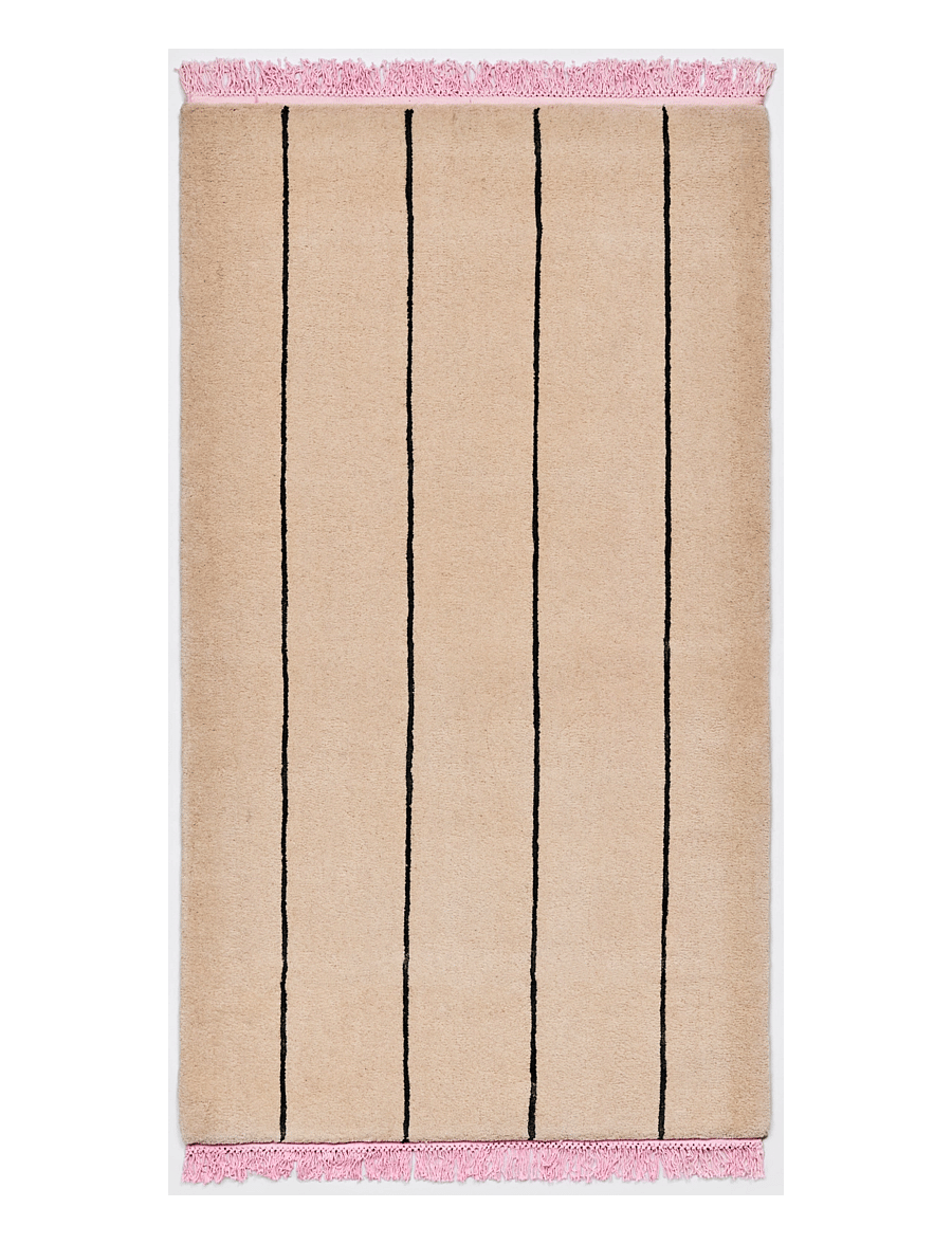 Bongusta - Pinstripe Rug 90 x 160 cm - ulltepper - creme & ink - 1