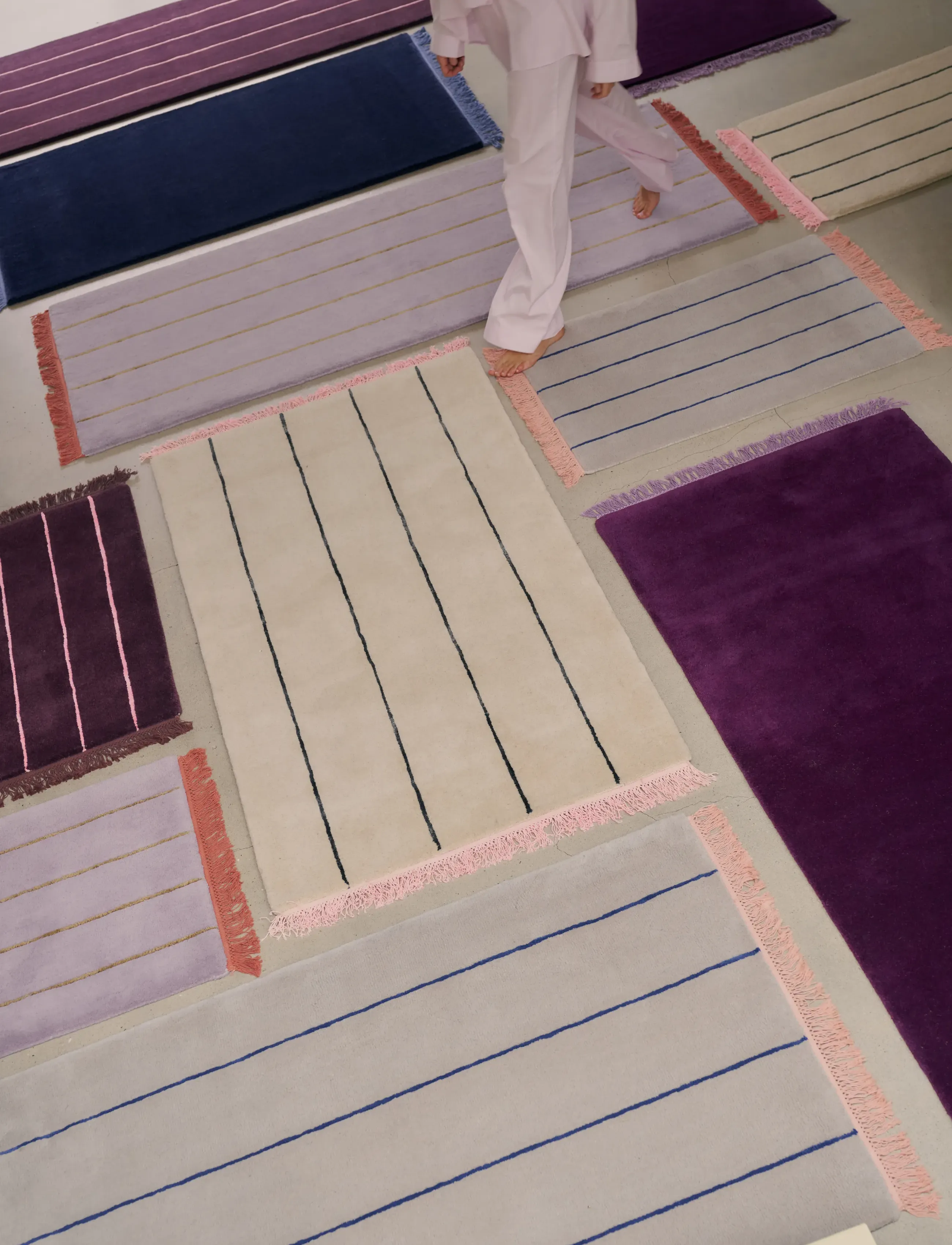 Bongusta - Pinstripe Rug 90 x 160 cm - ulltepper - creme & ink - 2