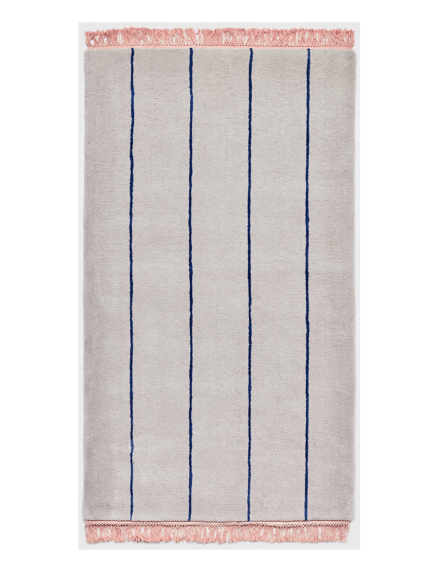Bongusta - Pinstripe Rug 90 x 160 cm - ulltepper - moonbeam & ultramarine - 1