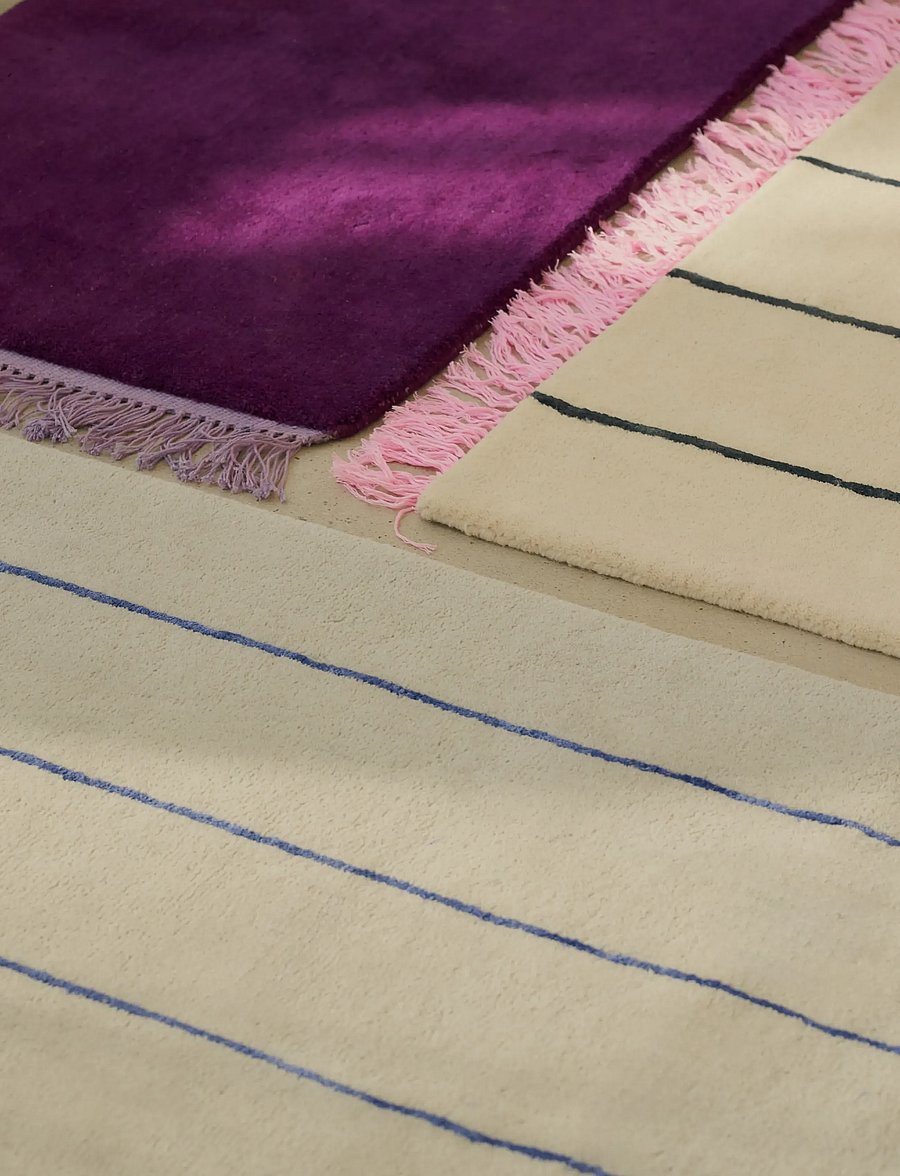 Bongusta - Pinstripe Rug 90 x 160 cm - ulltepper - moonbeam & ultramarine - 2