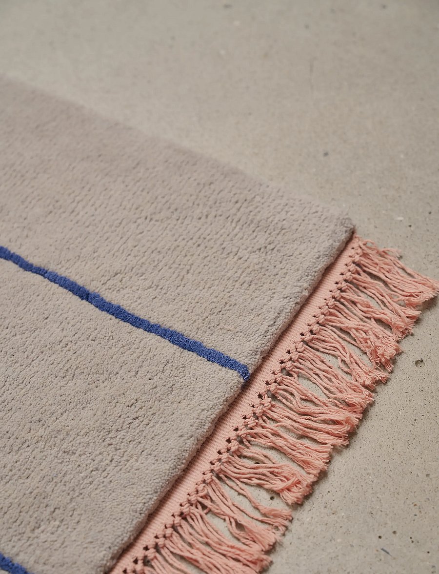 Bongusta - Pinstripe Rug 90 x 160 cm - ulltepper - moonbeam & ultramarine - 3
