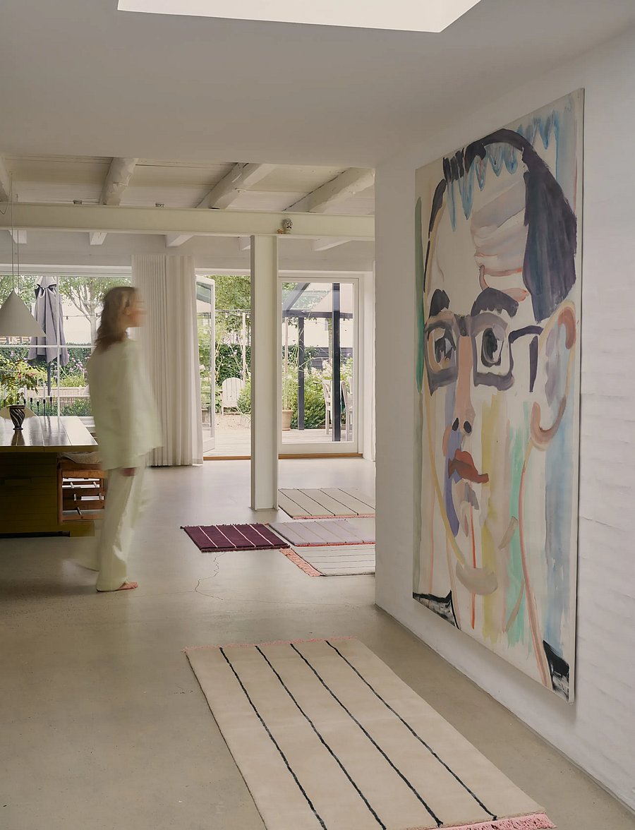 Bongusta - Pinstripe Rug 80 x 200 cm - wollteppiche - creme & ink - 0