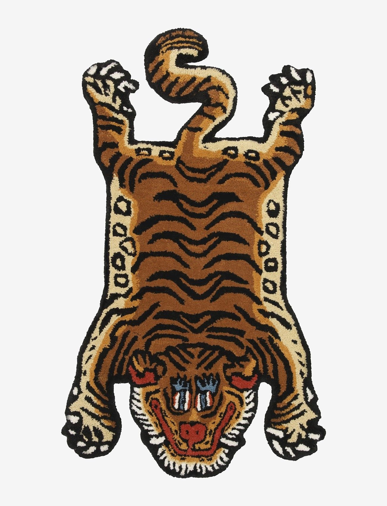 Bongusta Tiger Rug Baby, Uldtæppe, Multi/mønstret, Str: 85X50CM