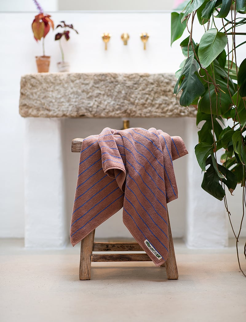 Bongusta - Naram Bath Sheet - bath towels - camel and ultramarine blue - 1