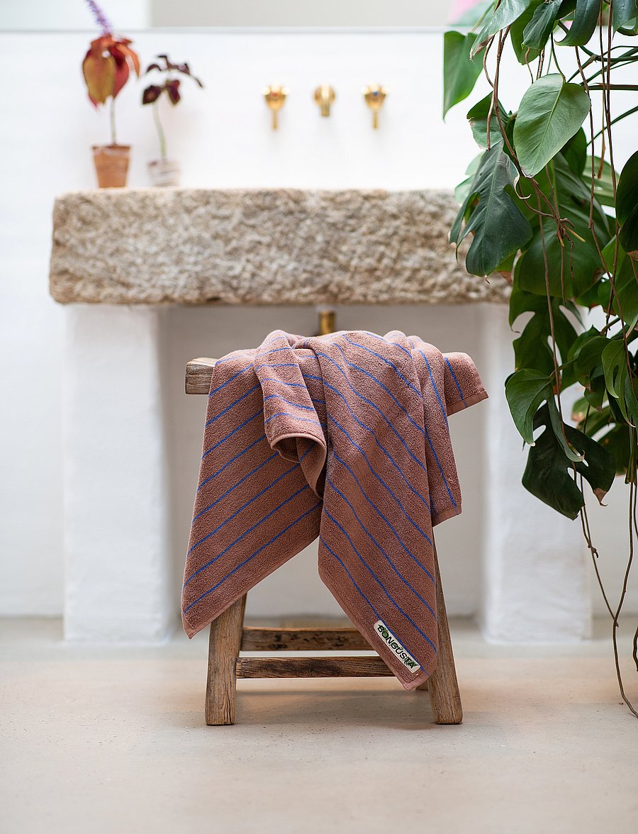 Bongusta - Naram Bath Sheets - saunalinad - camel and ultramarine blue - 0