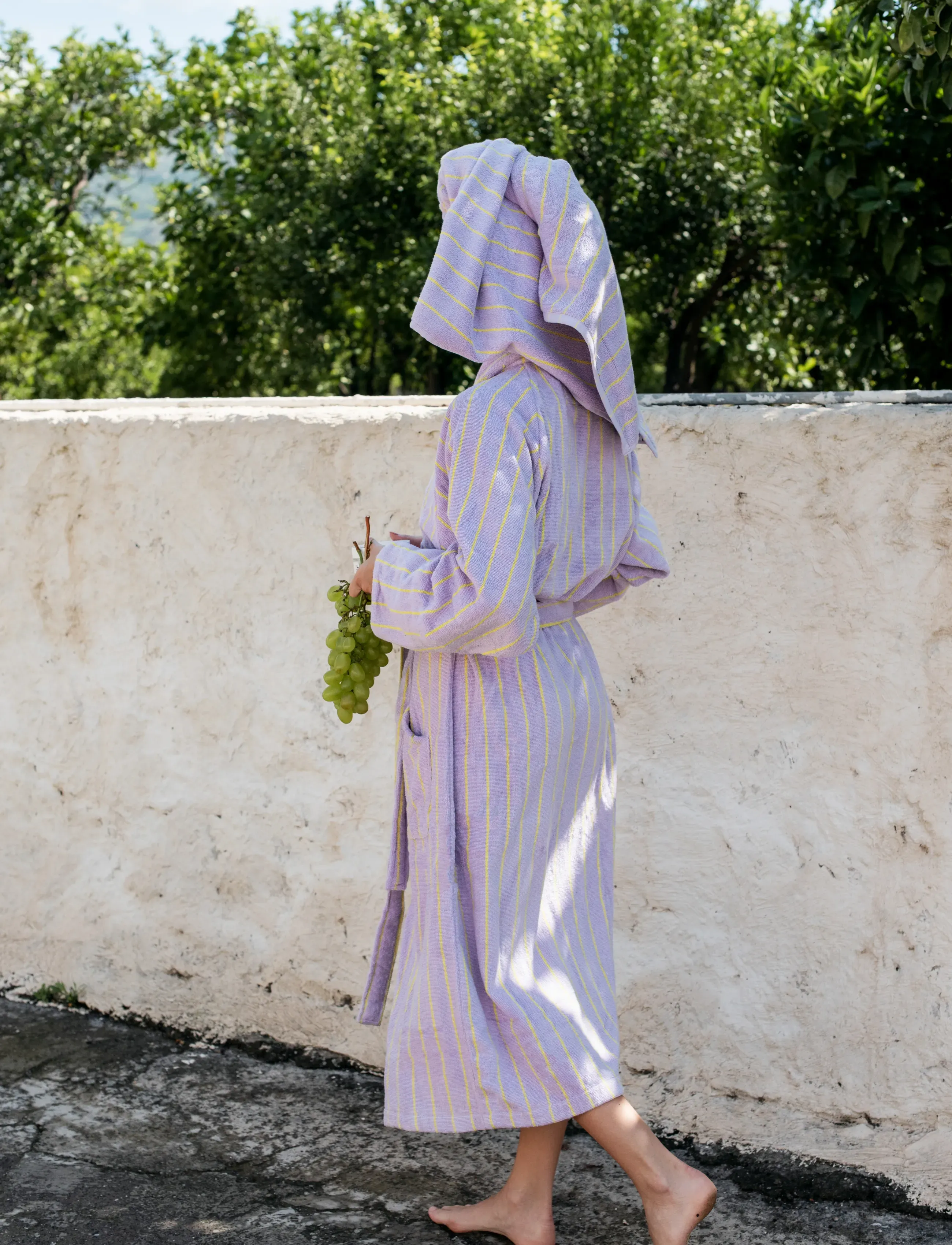 Bongusta - Naram Bathrobe - lilac & neon yellow - vardagsstil - lilac & neon yellow - 4