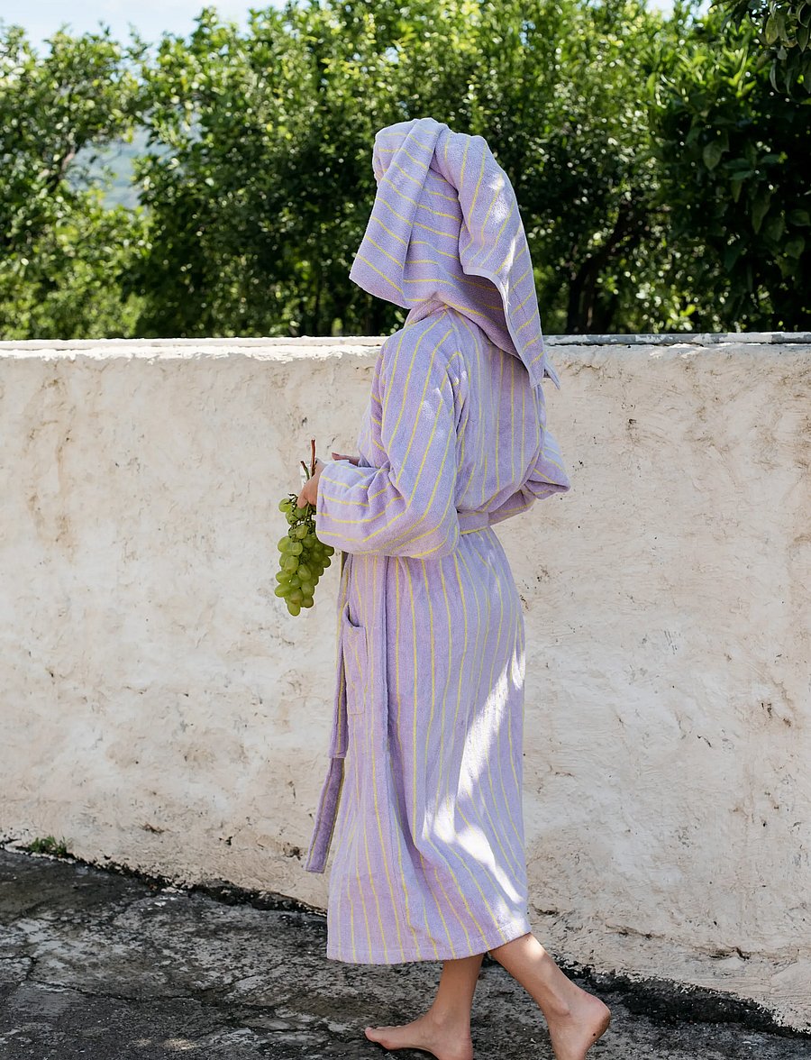 Bongusta - Naram Bathrobe - lilac & neon yellow - alltags-style - lilac & neon yellow - 4