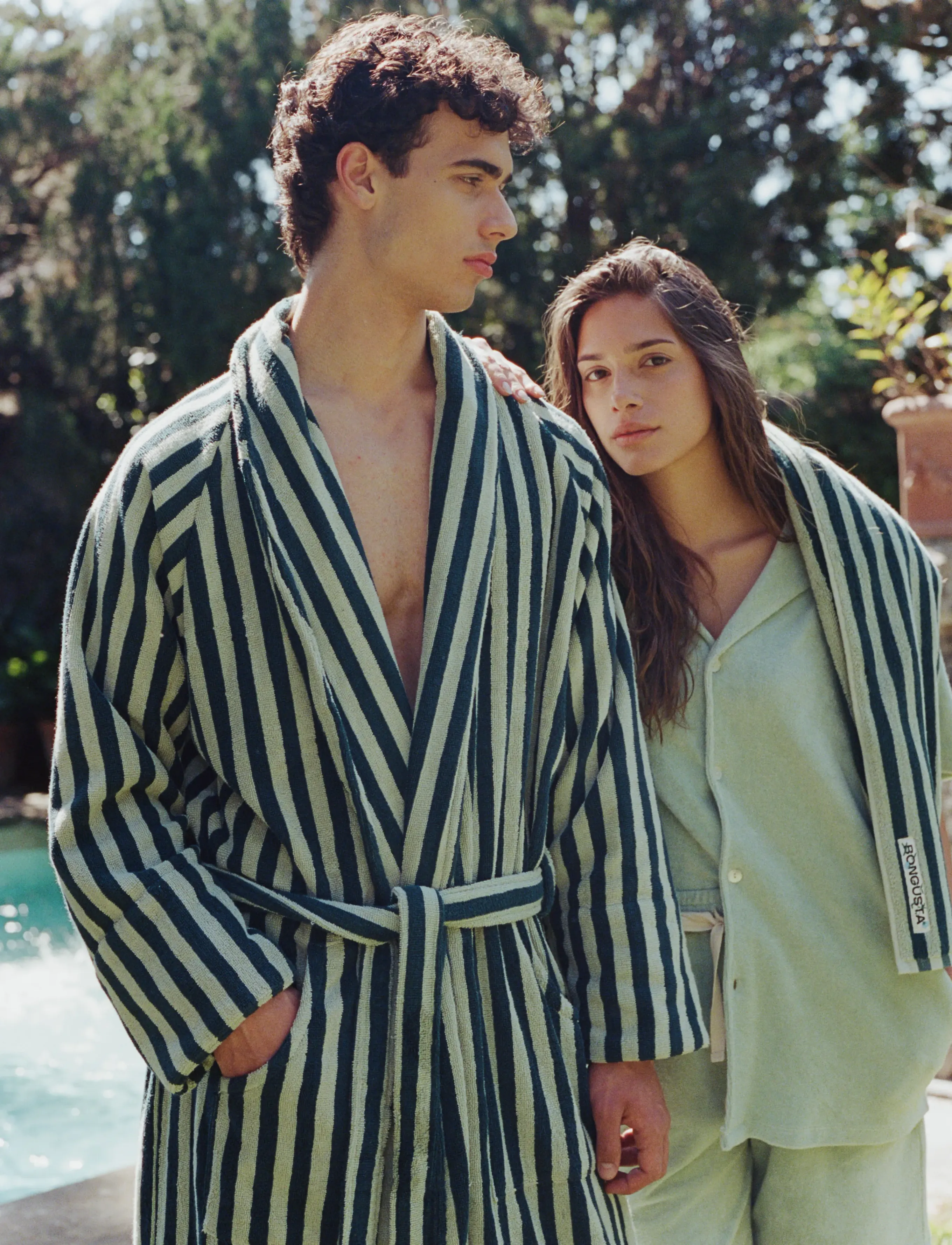 Bongusta Naram Bathrobe Seafoam & Deep Teal, S/M 122 cm, Bathroom Textiles, Grün - Robes, Frauen