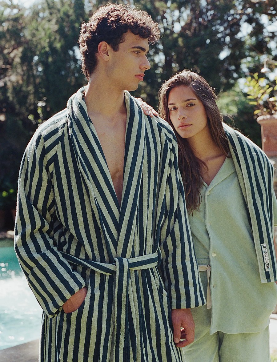 Bongusta - Naram Bathrobe - seafoam & deep teal - alltags-style - sea foam & deep teal - 0