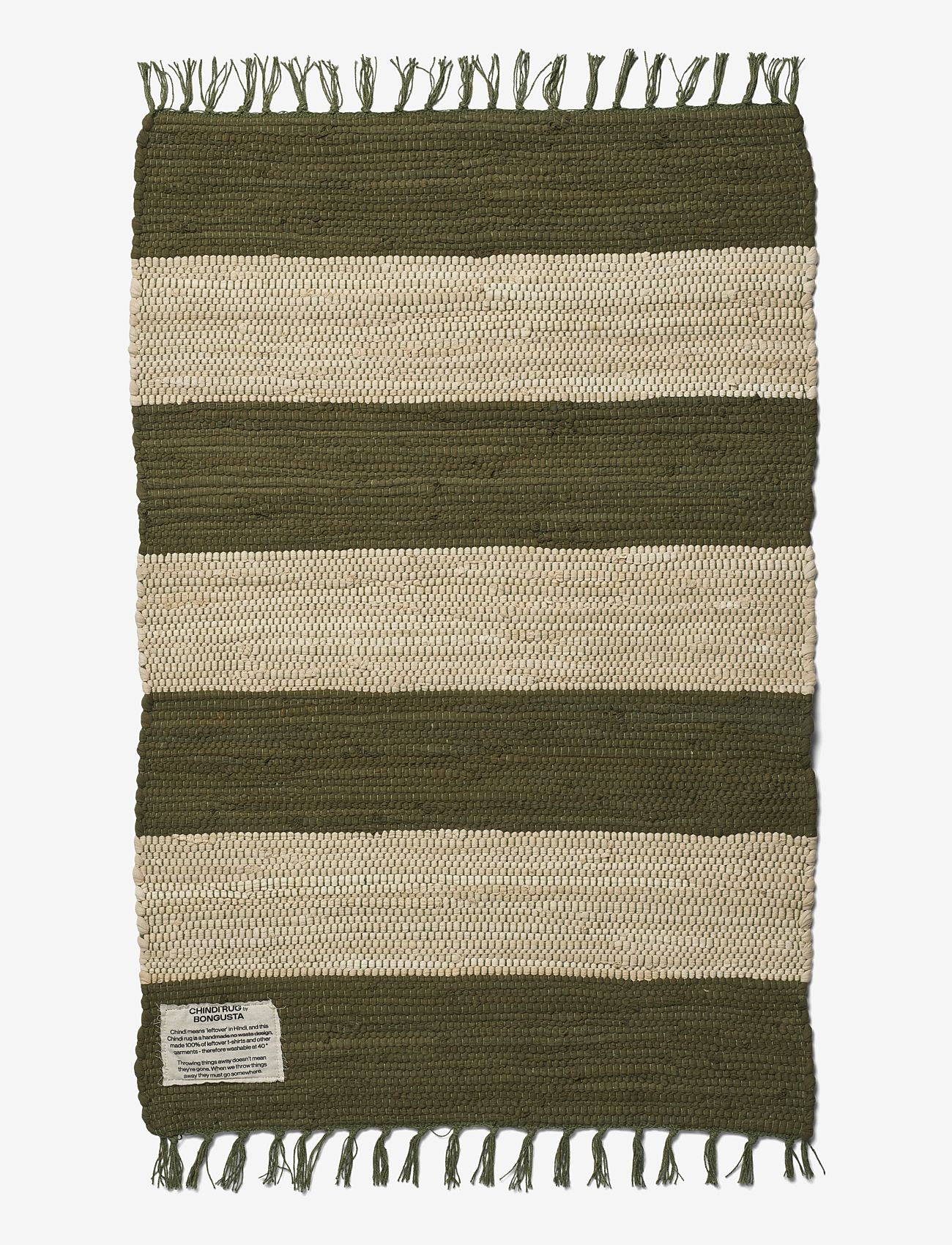 Bongusta - Chindi Rug 60 x 90 cm - rektangulära mattor - army & beige - 1