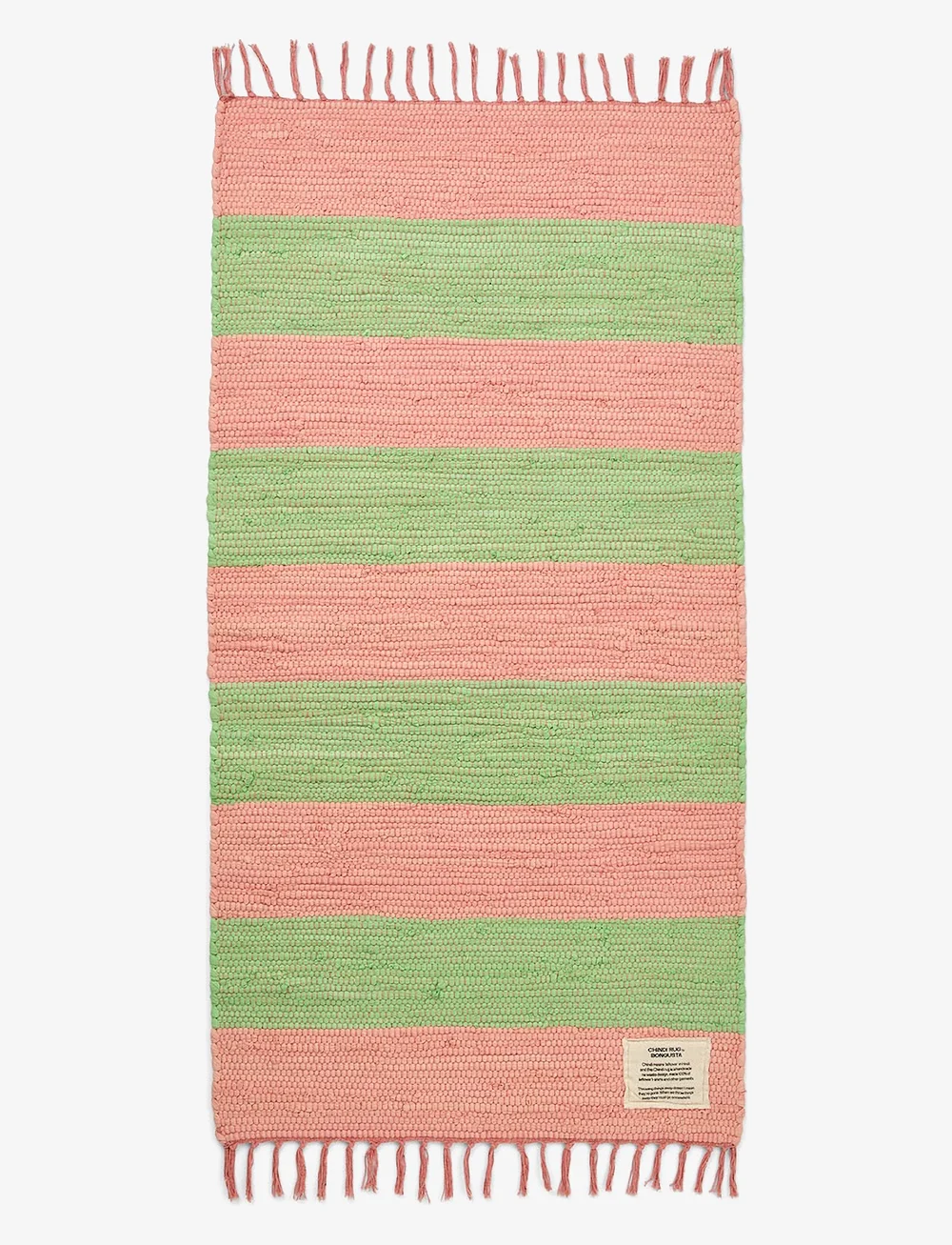 Bongusta - Chindi Rug - bomullsmattor & trasmattor - bubblegum & bright green - 0