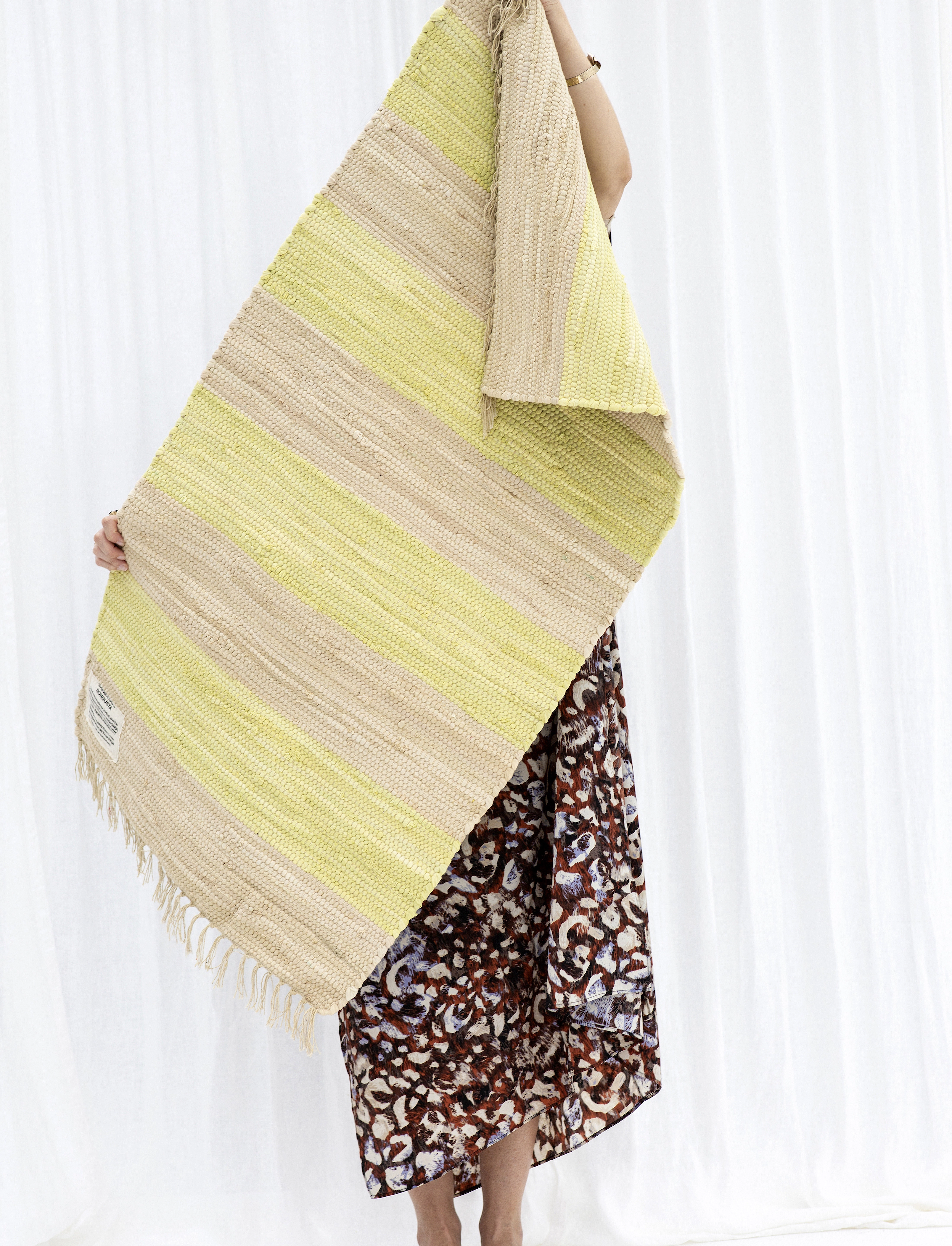 Bongusta - Chindi Rug 60 x 120 cm - rechteckig teppiche - neon yellow & creme - 2