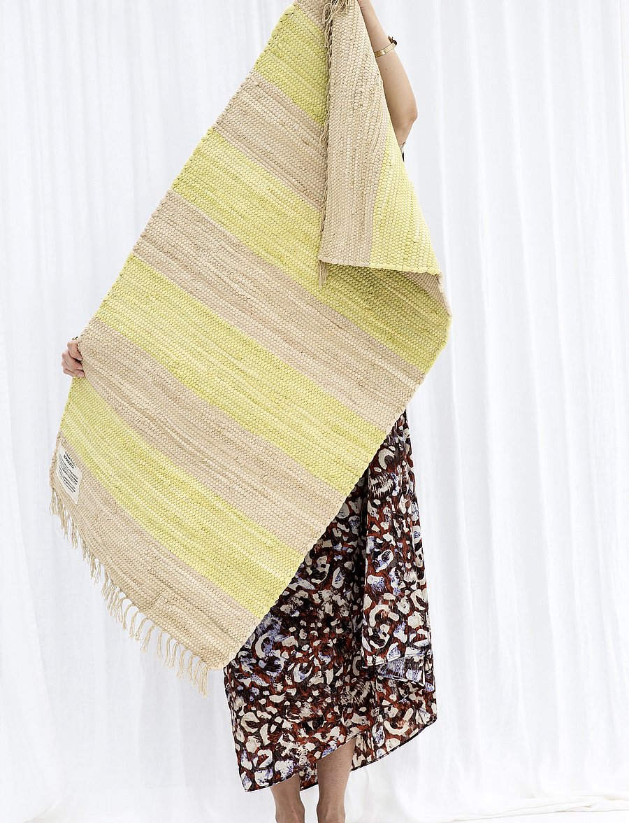 Bongusta - Chindi Rug 60 x 120 cm - rechteckig teppiche - neon yellow & creme - 2