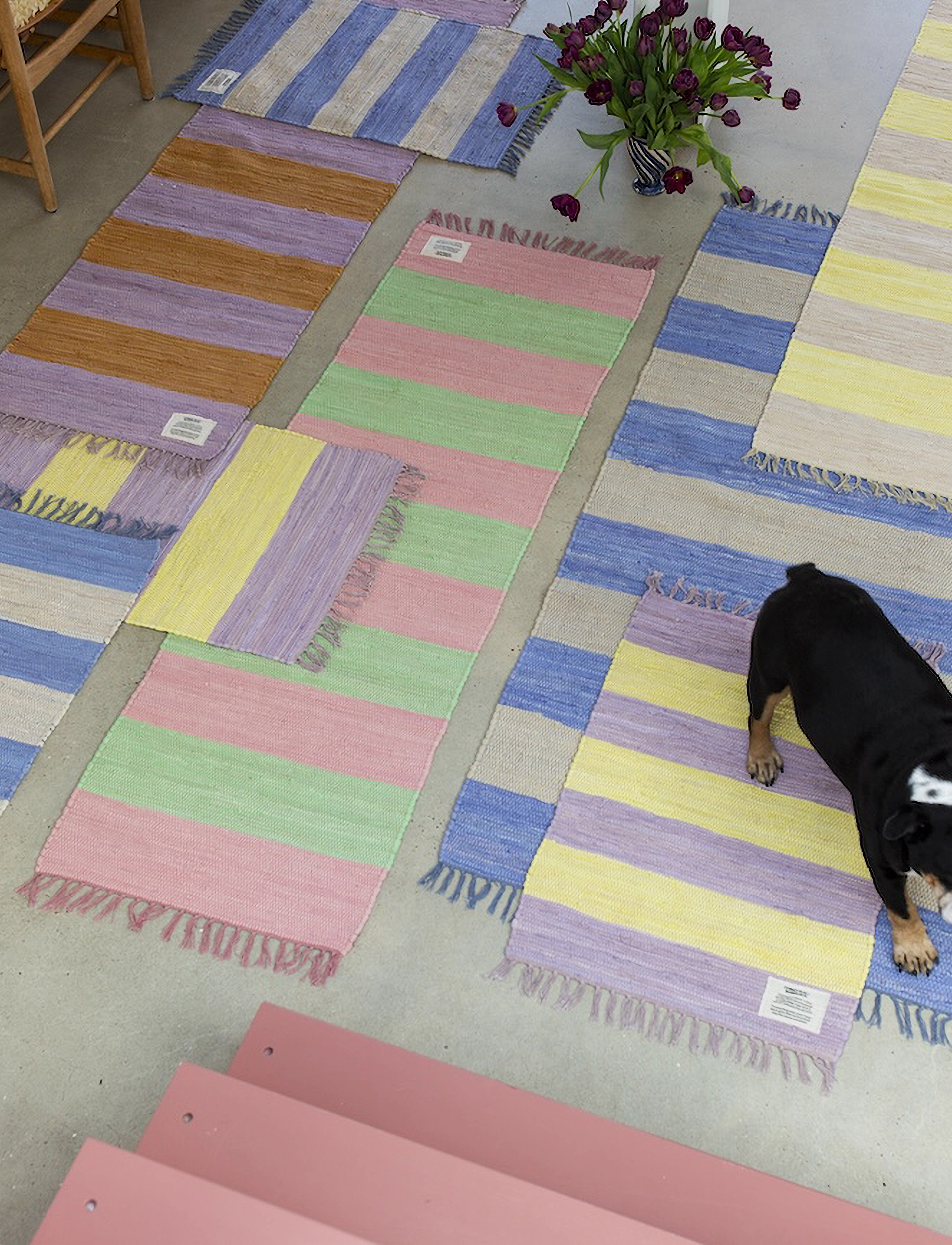 Bongusta - Chindi Rug 140 x 200 cm - rektangulære tepper - creme & baby lavender - 2