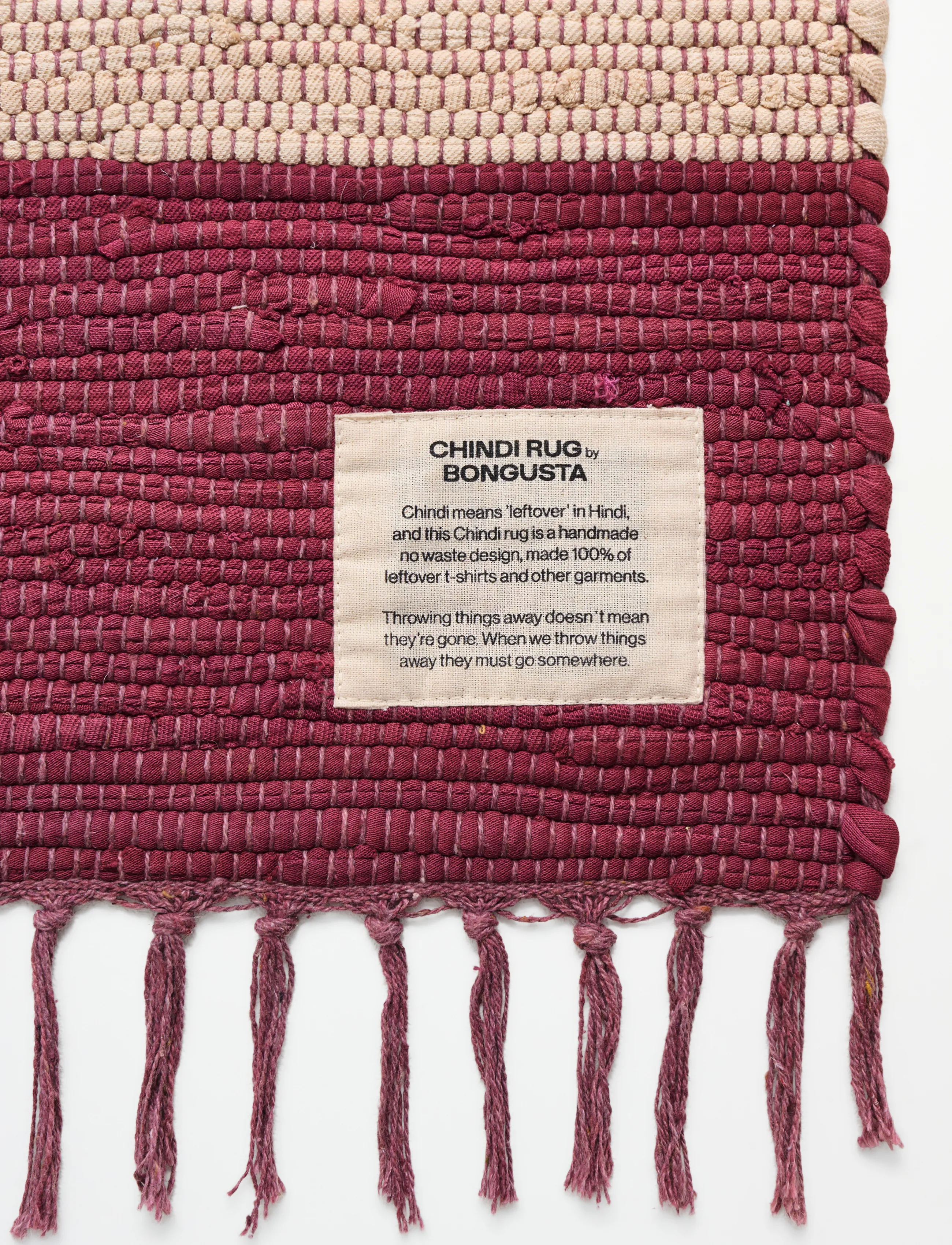 Bongusta - Chindi Rug 140 x 200 cm - rektangulære tæpper - wine & cream - 1