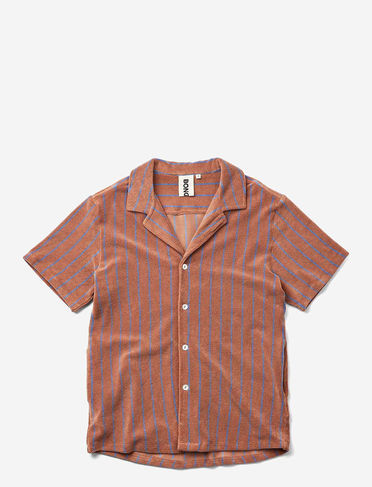 Bongusta - Naram Shirt - short-sleeved shirts - camel & ultramarine - 1