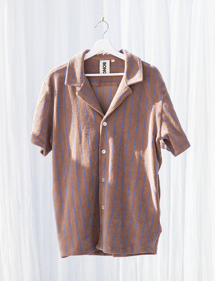 Bongusta - Naram Shirt - kurzärmlige hemden - camel & ultramarine - 3