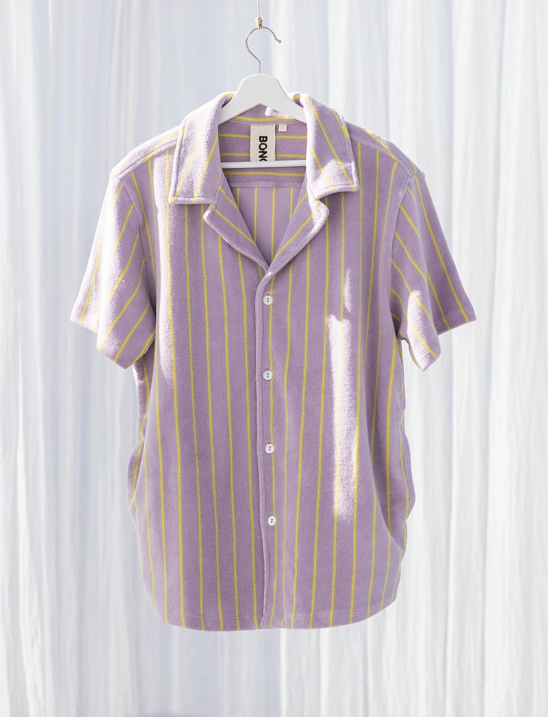 Bongusta - Naram Shirt - short-sleeved shirts - lilac & neon yellow - 0