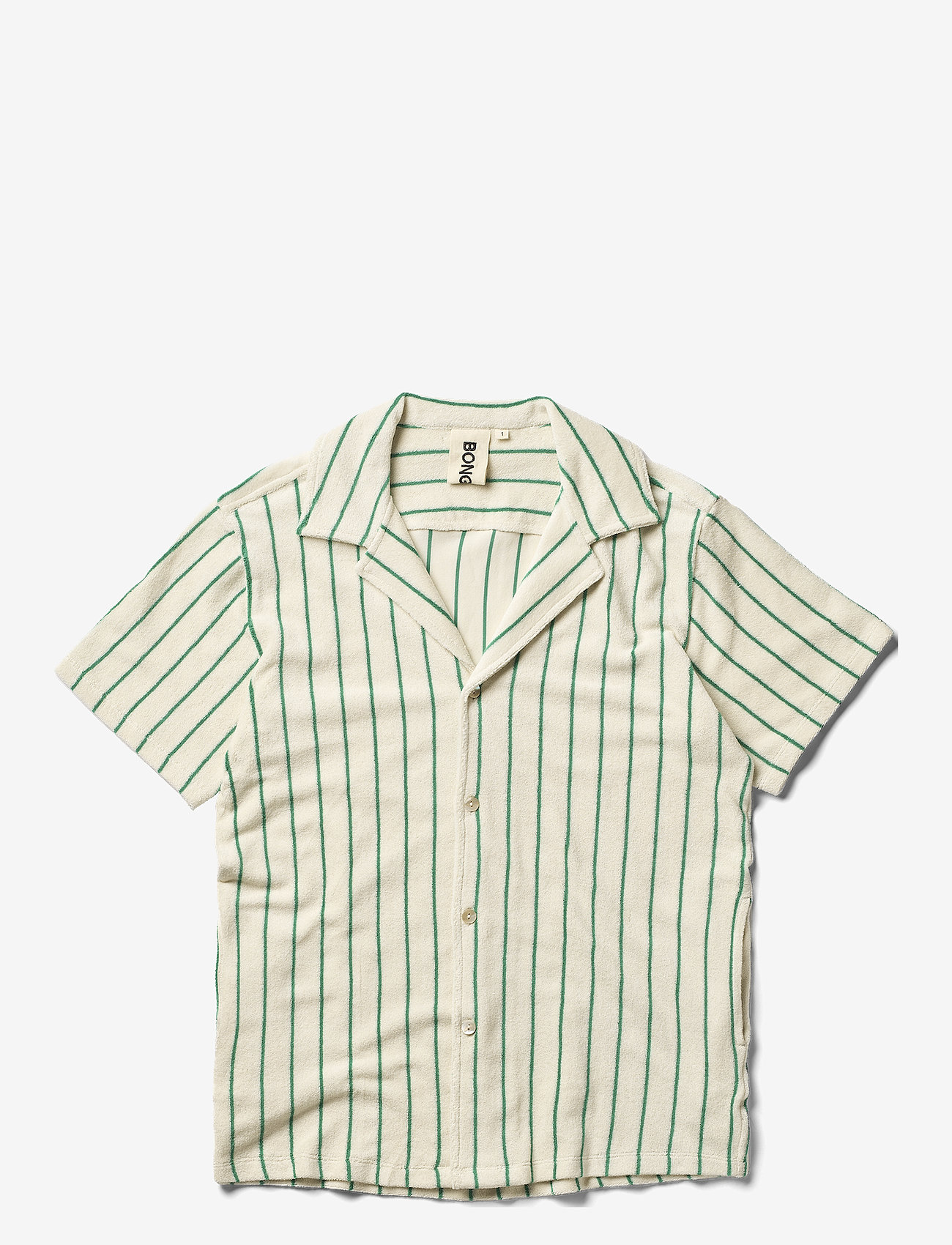 Bongusta - Naram Shirt - kurzärmlige hemden - pure white & grass - 1