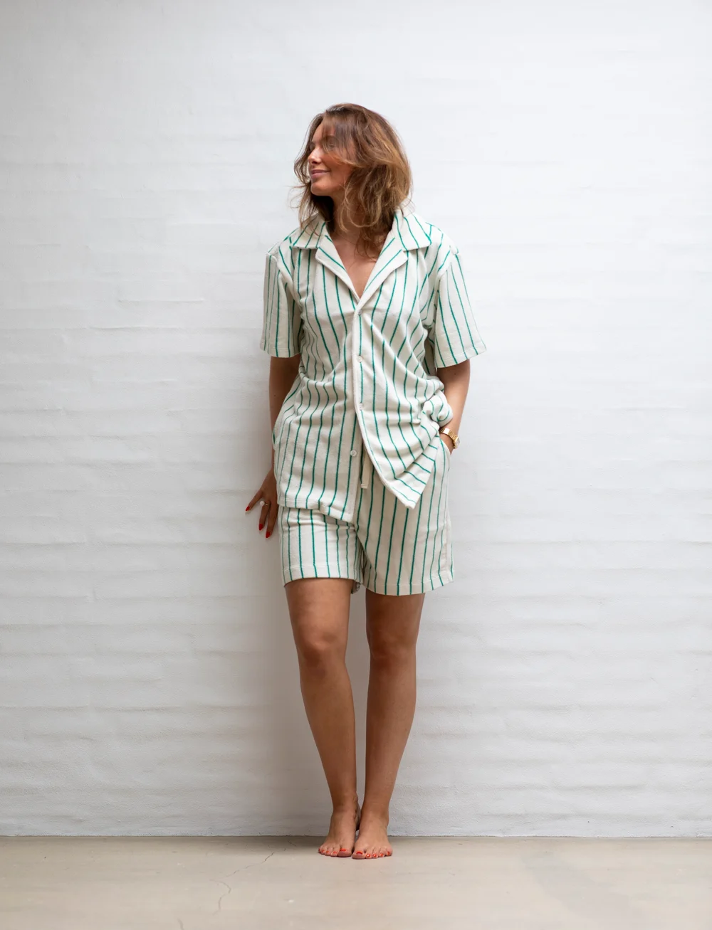 Bongusta - Naram Shirt - short-sleeved shirts - pure white & grass - 2