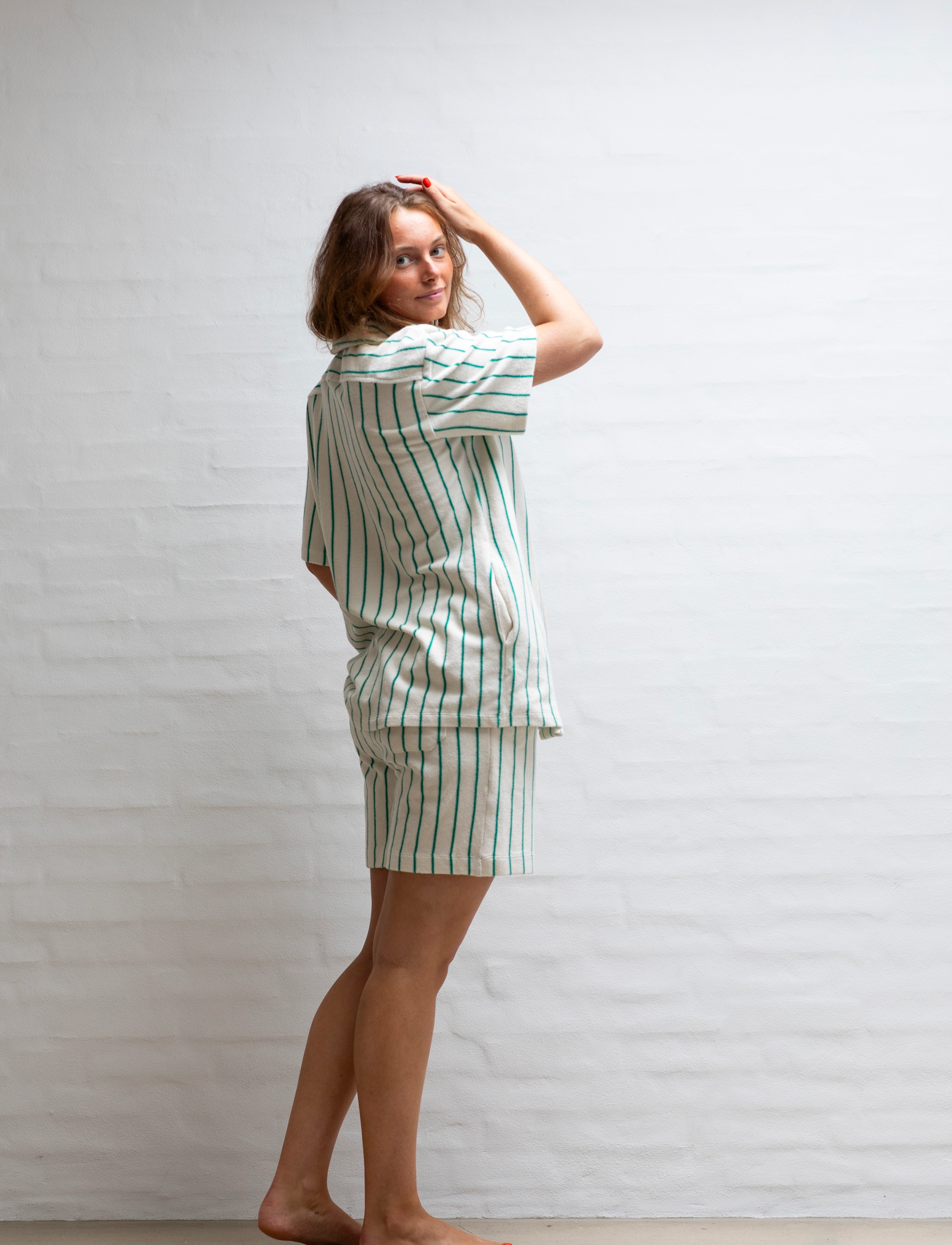 Bongusta - Naram Shirt - lühikeste varrukatega särgid - pure white & grass - 3