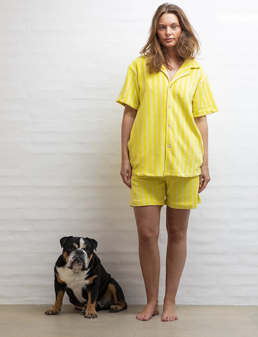 Bongusta - Naram Shorts - shorts - pristine & neon yellow - 0