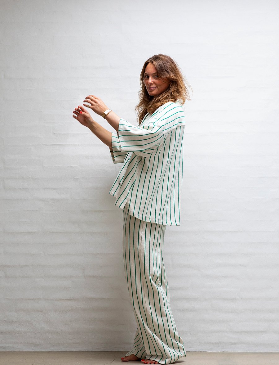 Bongusta - Naram Pants - pyjama pants - pure white & grass - 0