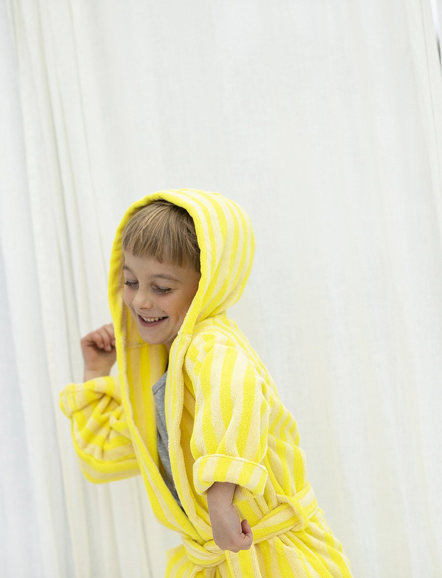 Bongusta - Naram Kids Bathrobe - bademäntel - pristine & neon yellow - 0