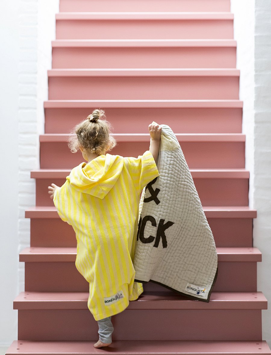 Bongusta - Naram Kids Poncho - bade-poncho - pristine & neon yellow - 0