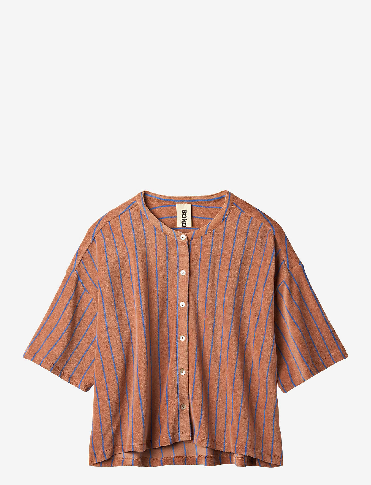 Bongusta - Naram Oversized Shirt - overshirts - camel & ultramarine - 1