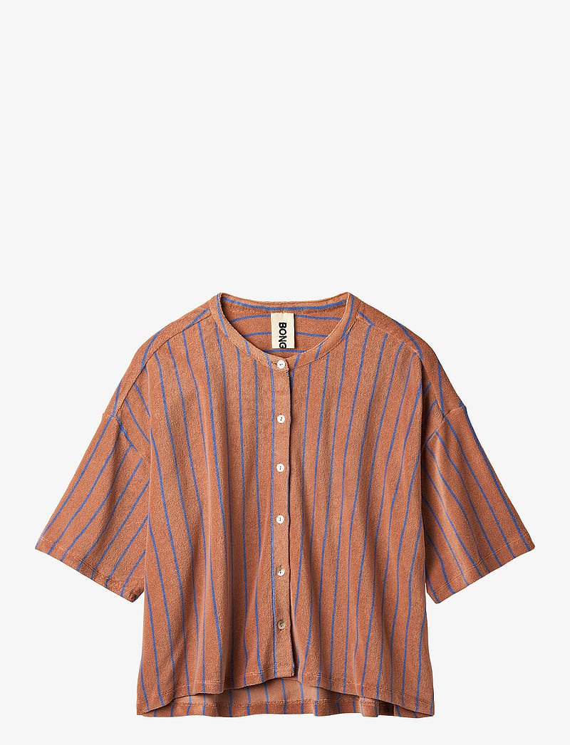 Bongusta - Naram Oversized Shirt - overshirts - camel & ultramarine - 1