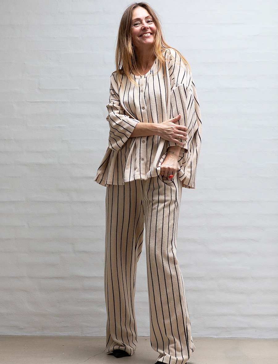 Bongusta - Naram Oversized Shirt - overshirts - creme & ink - 0
