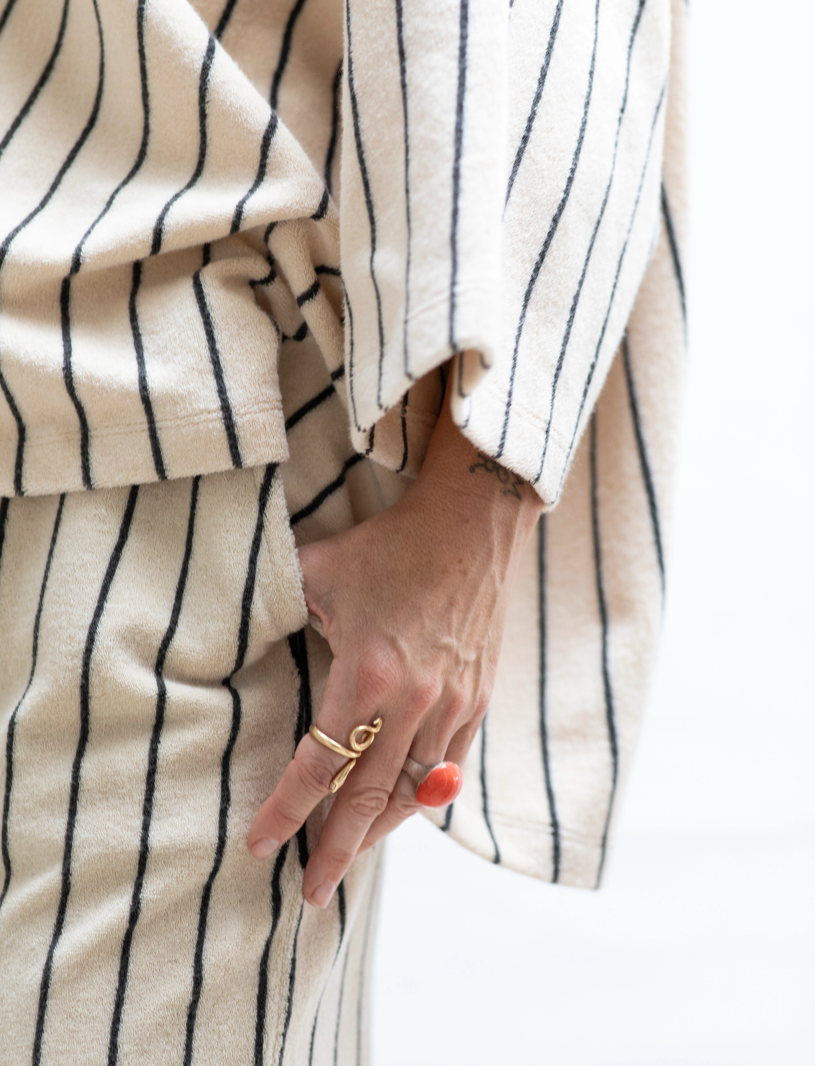 Bongusta - Naram Oversized Shirt - overshirts - creme & ink - 3
