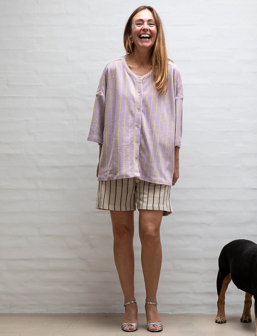Bongusta - Naram Oversized Shirt - overshirts - lilac & neon yellow - 0