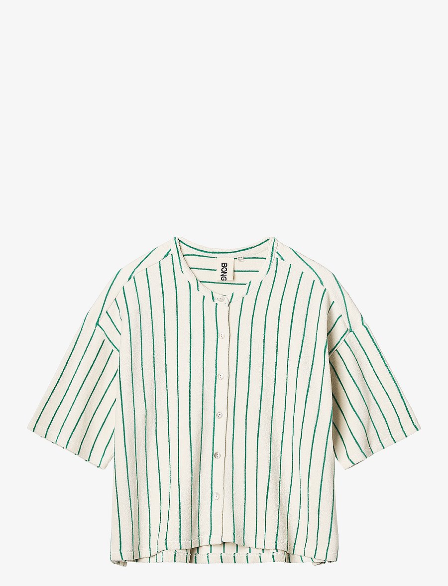 Bongusta - Naram Oversized Shirt - overshirts - pure white & grass - 1