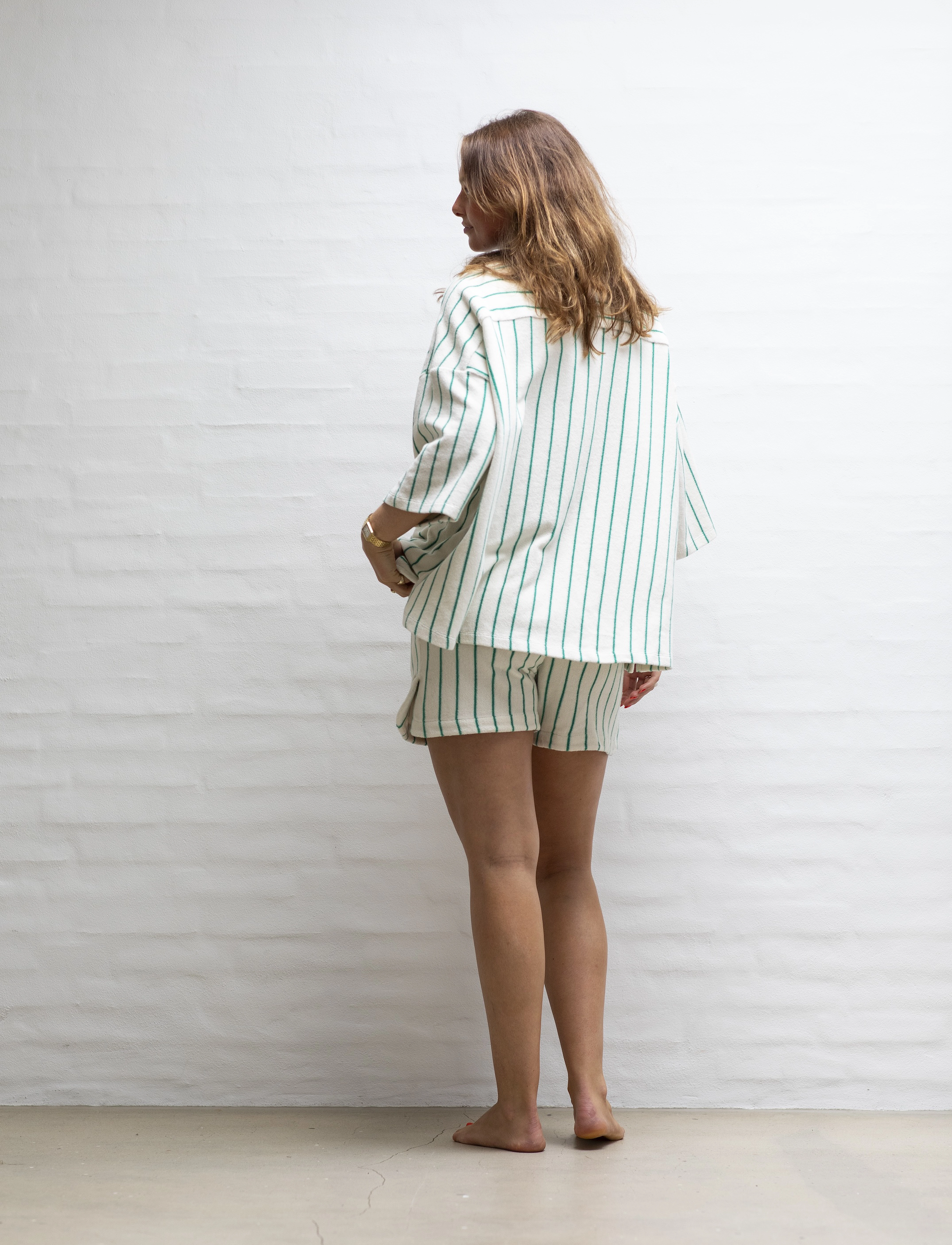 Bongusta - Naram Oversized Shirt - overshirts - pure white & grass - 2