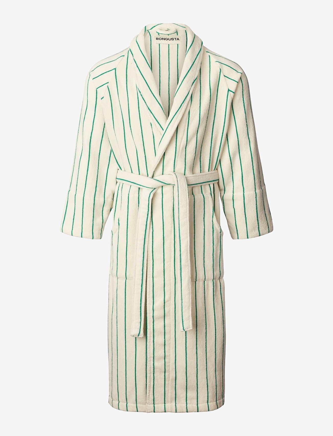 Bongusta - Naram Bathrobe - pure white & grass - everyday style - pure white & grass - 1