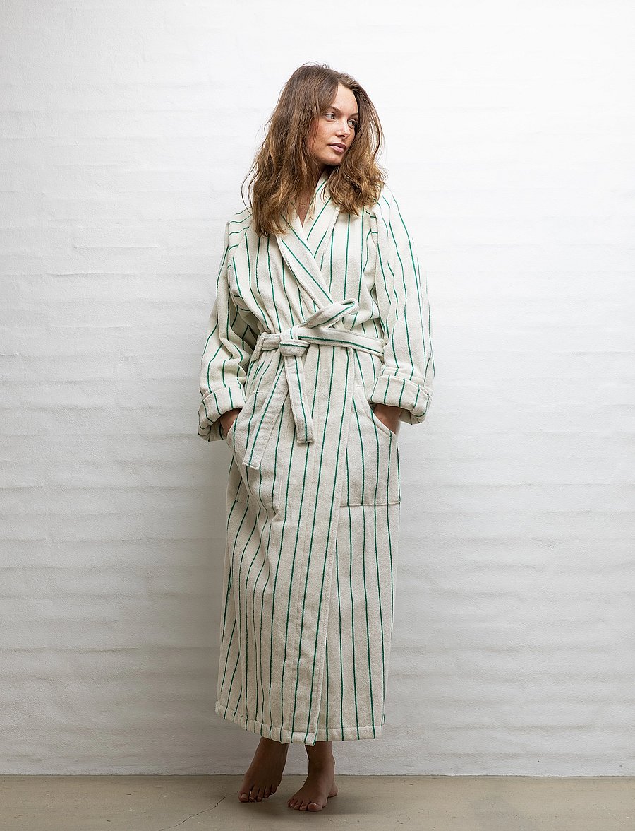 Bongusta - Naram Bathrobe - pure white & grass - alltags-style - pure white & grass - 0