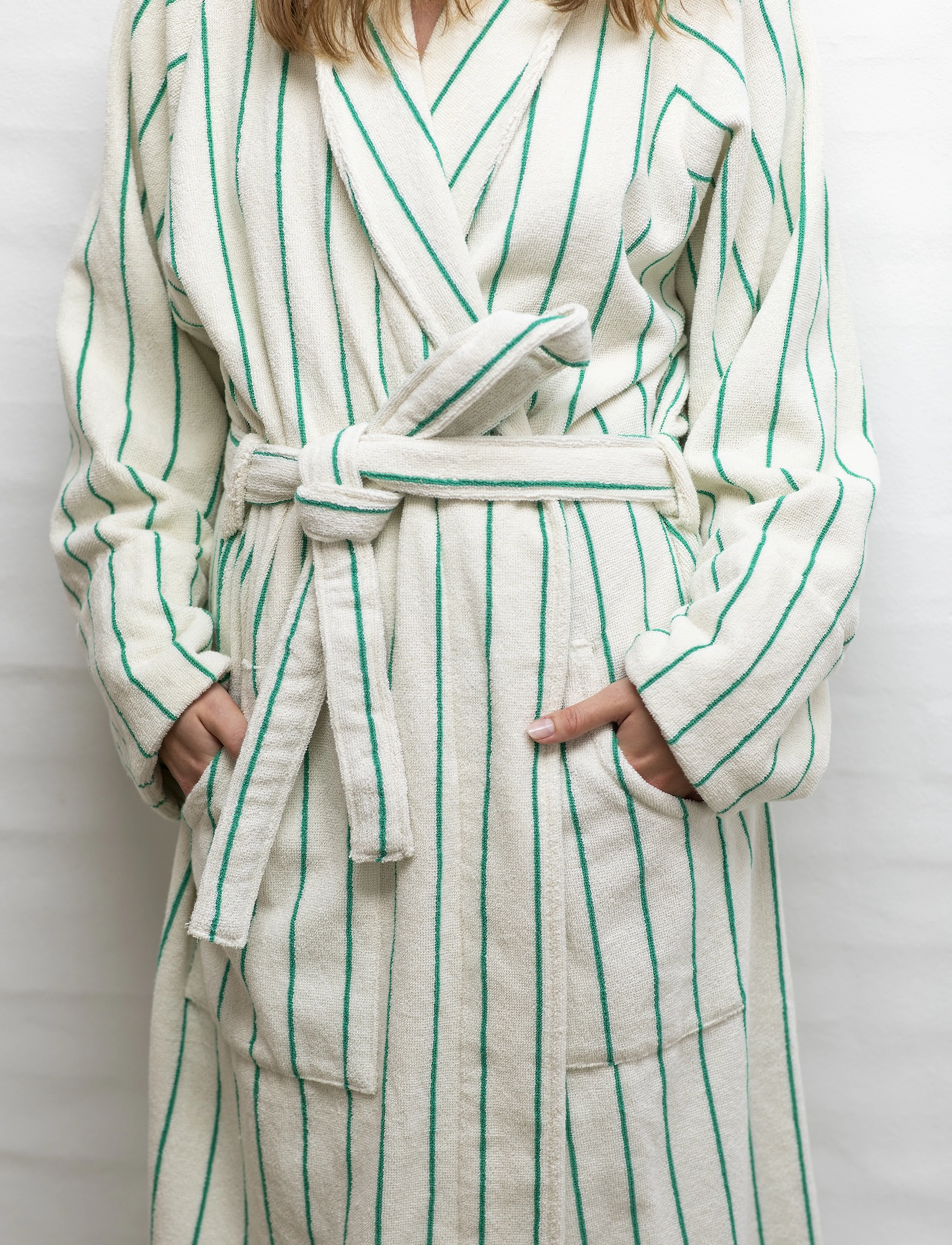 Bongusta - Naram Bathrobe - pure white & grass - vardagsstil - pure white & grass - 2