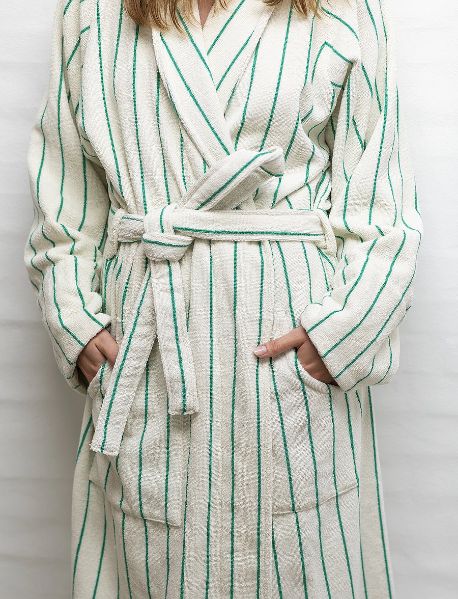 Bongusta - Naram Bathrobe - pure white & grass - alltags-style - pure white & grass - 2