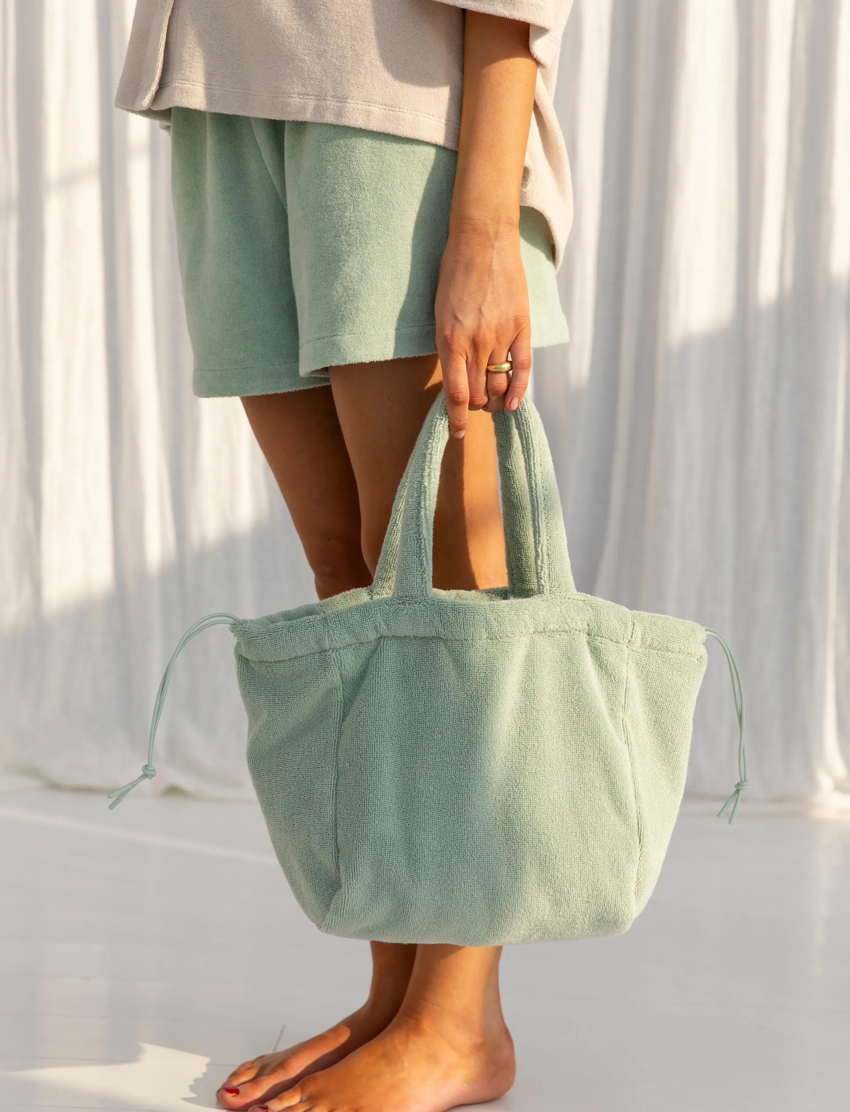 Bongusta Naram Handbag Small, Kvinder, Frotté Håndtaske, Grøn, Str: S 26 cm