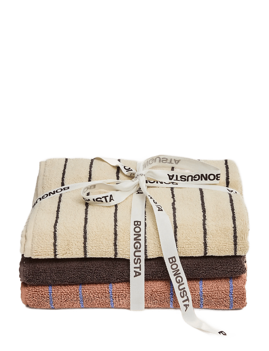Bongusta - Naram Towel Set - badetücher - camel & ultramarine/coffee/creme & ink - 0
