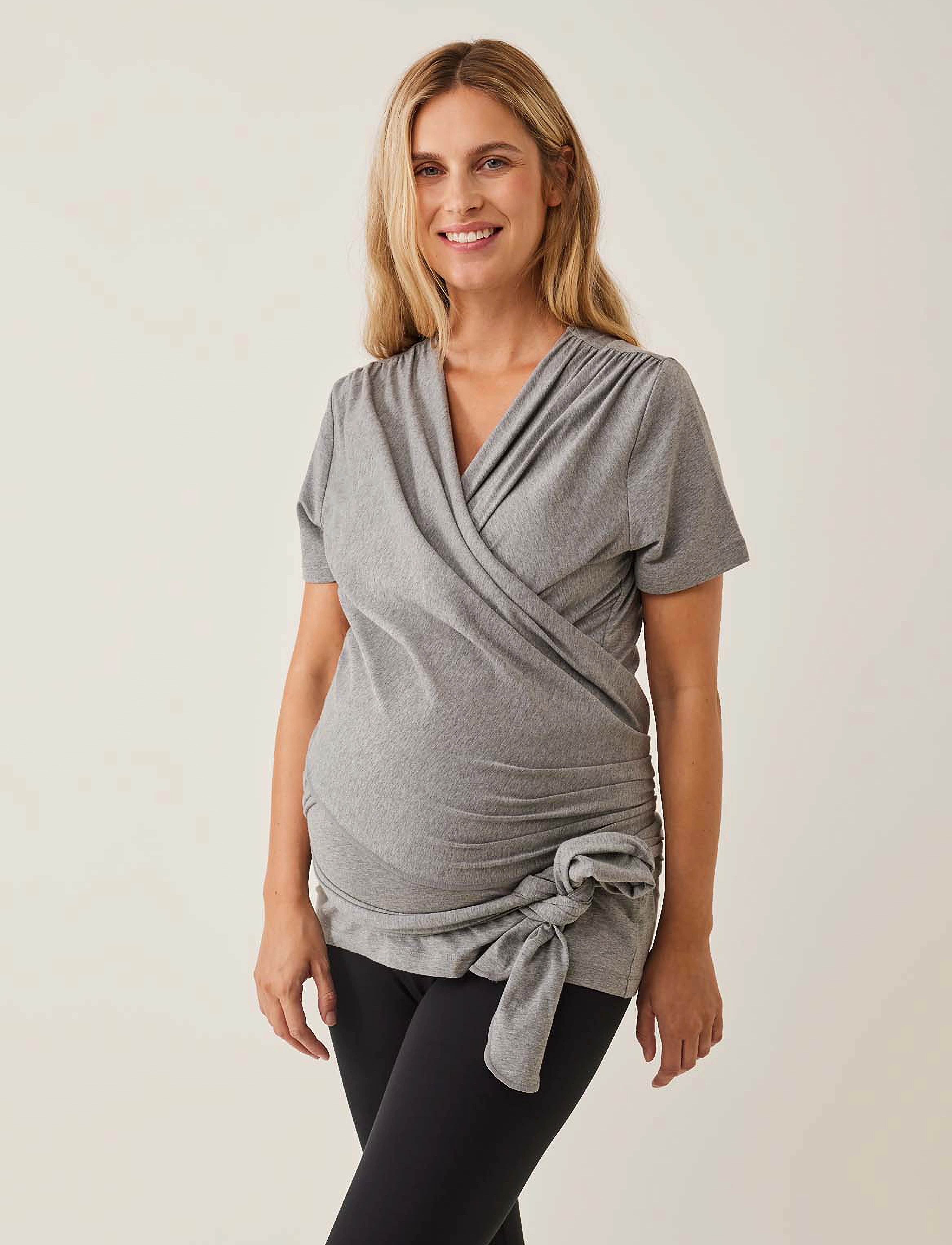 Boob Room 4 Two Top, Damen, Umstands Wickel Top, Grau, Gr.S/M